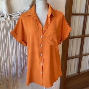 🎉 NEW‼️ 🍊 SWEET TANGERINE BUTTON DOWN TOP‼️